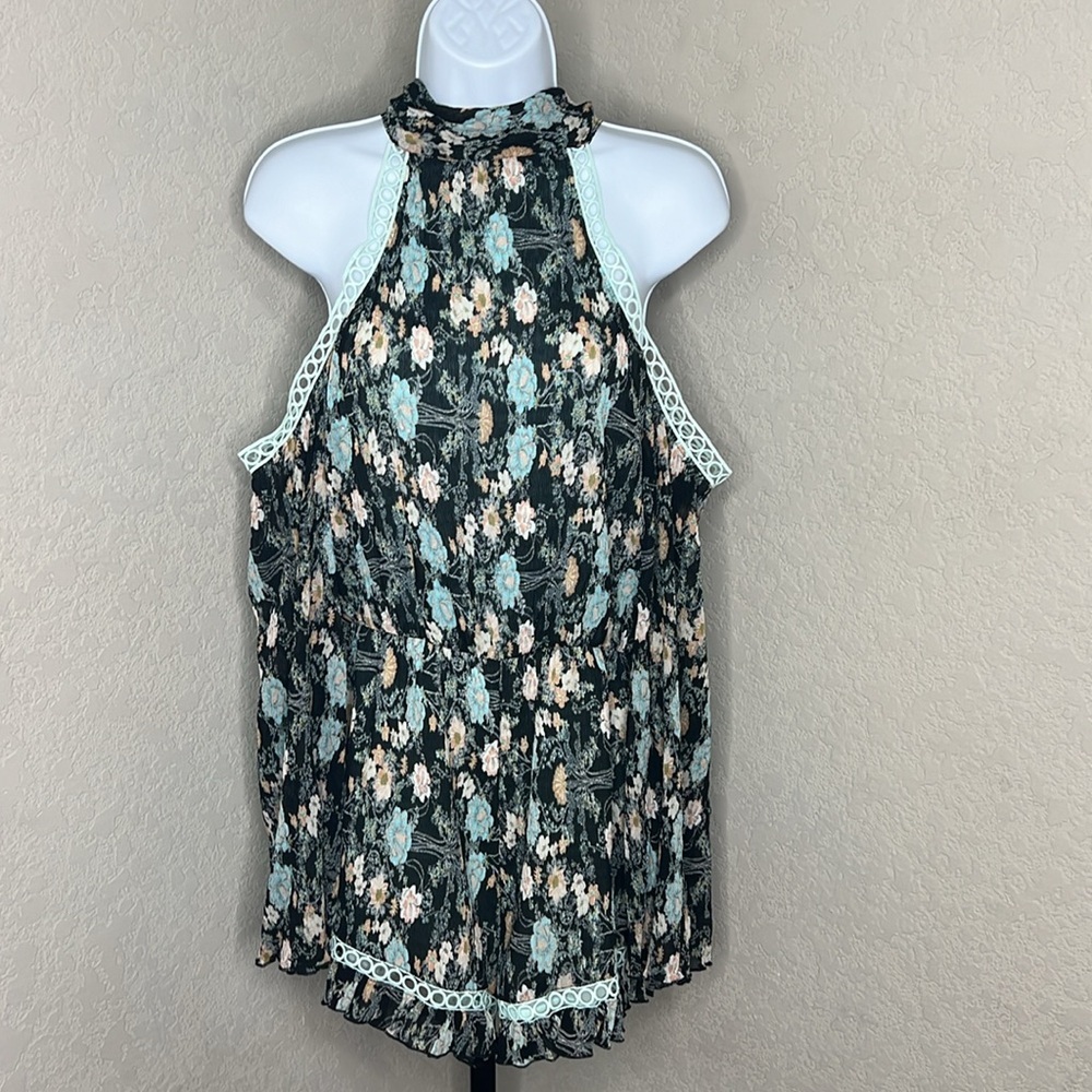 Foxiedox Floral Halter Jumpsuit - Black and Cream